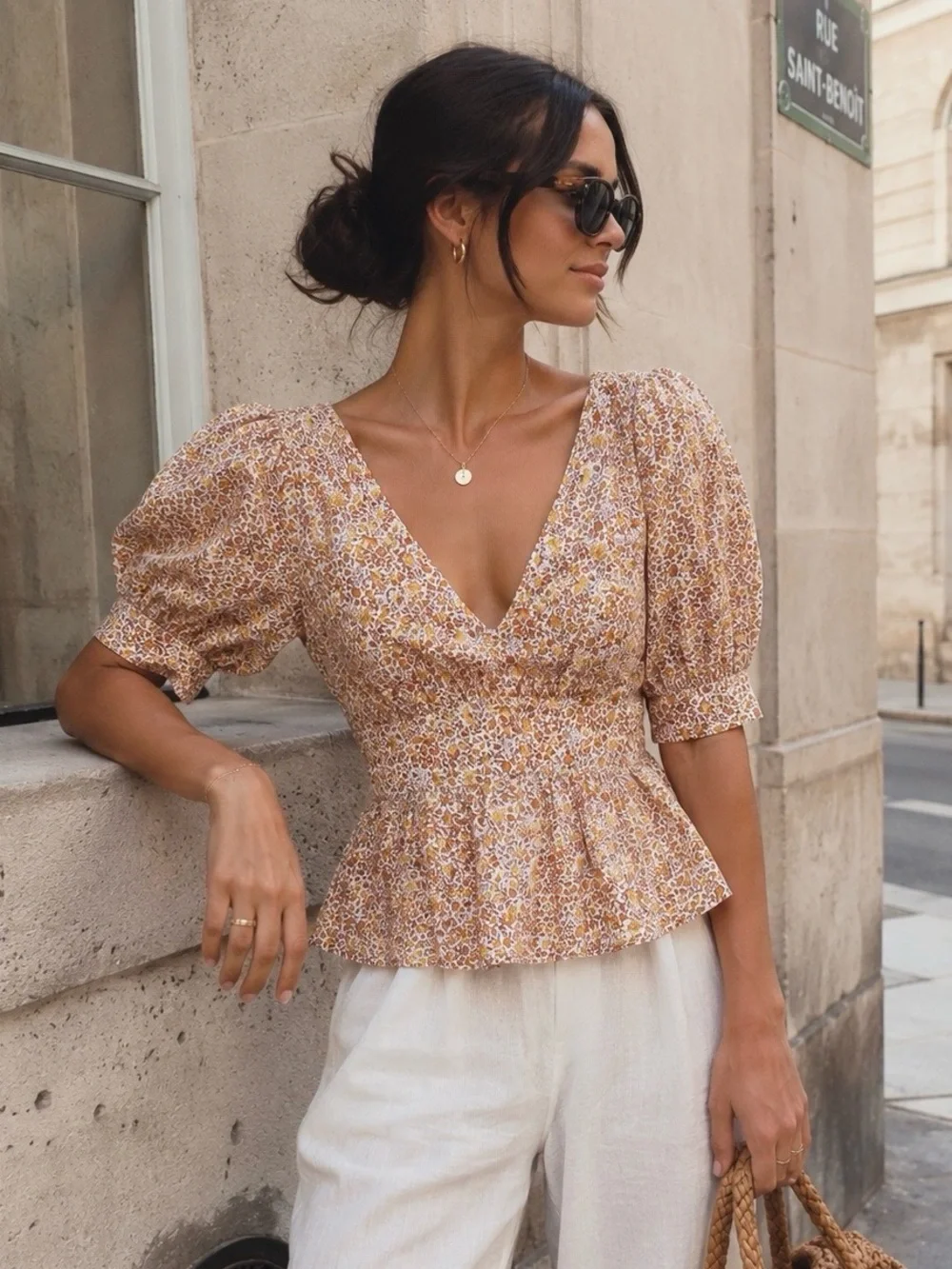 J.Crew 100% Cotton Floral Peplum Puff Sleeve Coquette Cottagecore Blouse 2